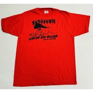 Vintage 1980 Mt St Helens Survivor Harry Truman Fan Club Volcano T Shirt XL USA